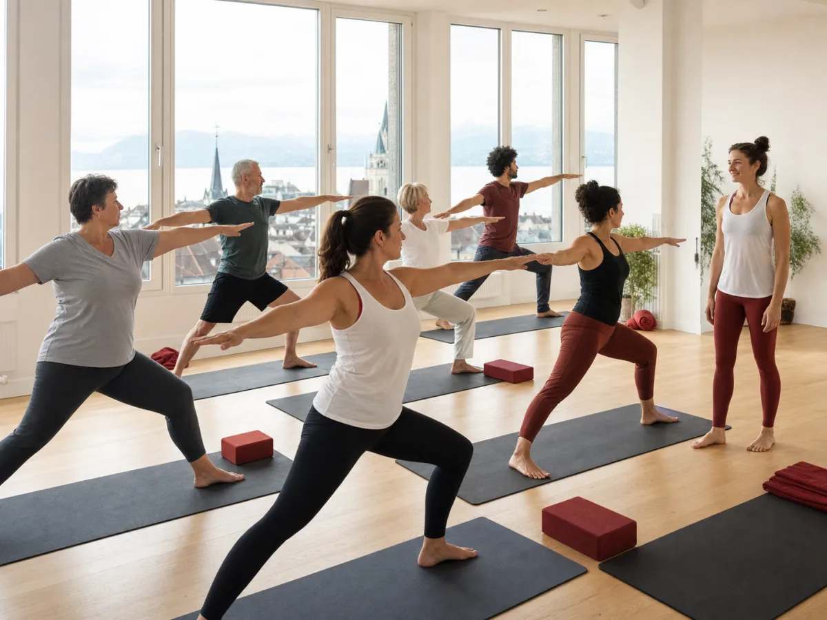 Pratique de yoga en petit groupe à Lausanne